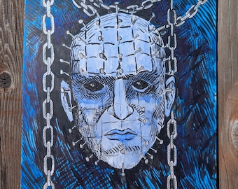 Pinhead uit Hellraiser, origineel inkttekening, 9 x 12 inch.