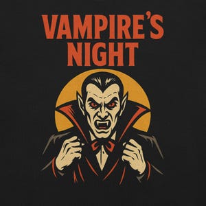 Vampire Halloween T-Shirt | Vampire&#39;s Night Scary Dracula Graphic Tee | Gothic Horror Unisex Shirt