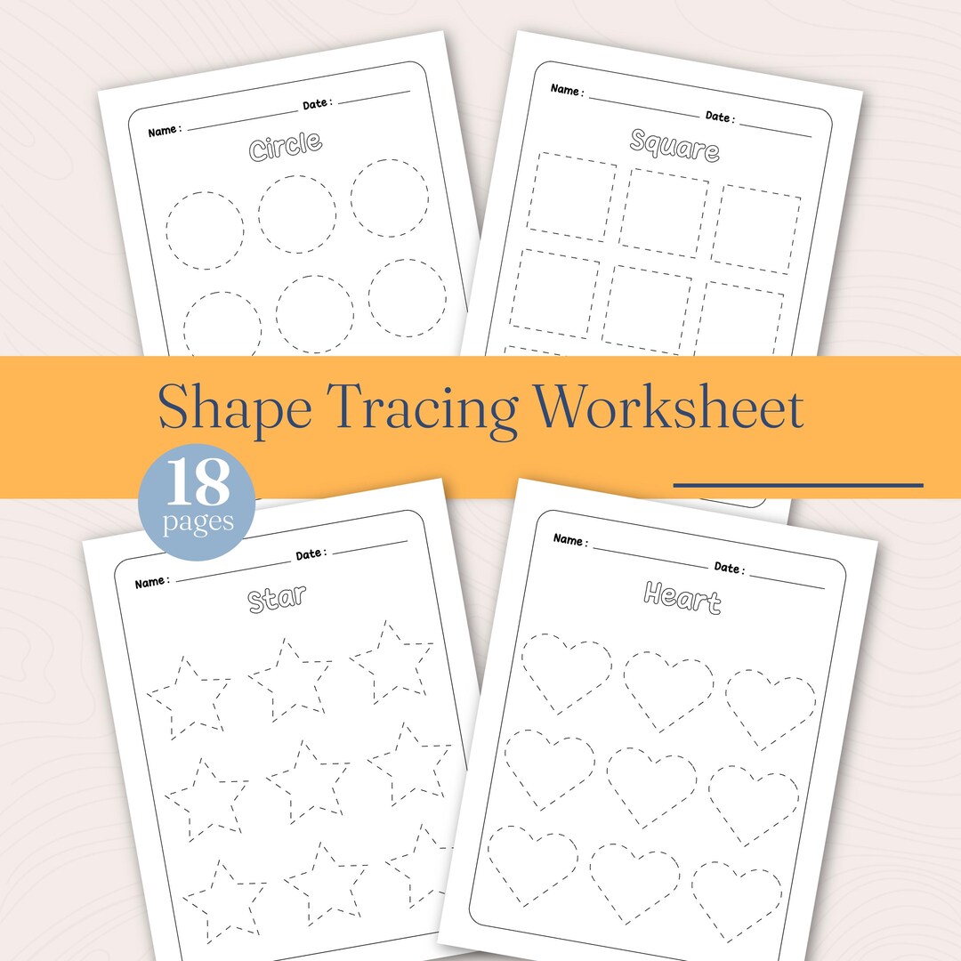 17 Shape Tracing Worksheets | Preschool & Kindergarten Math Activity ...