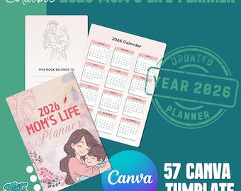 2026 Mom Planner: Editable Canva Templates, Meal Planning (Digital Download, PDF & PNG Files Included)