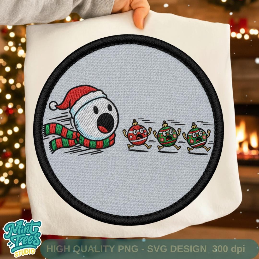 Funny Running Snowball Christmas Ornament Patch PNG (digital Download ...