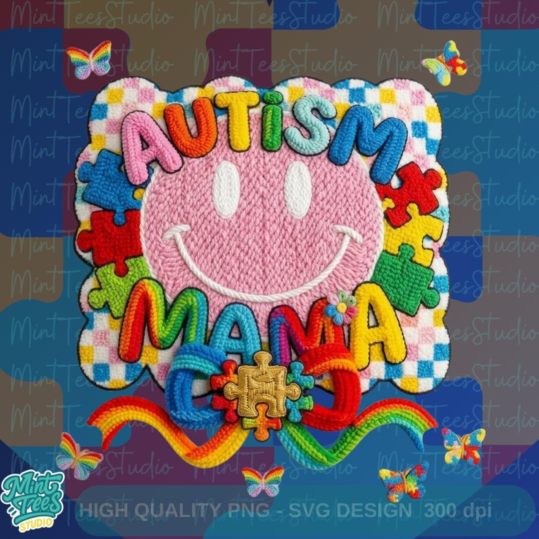 Autism Mama PNG | Autism Awareness Mom Sublimation Design | Puzzle ...