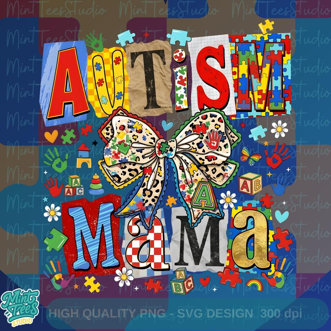 Autism Mama PNG | Autism Awareness Mom Sublimation Design | Puzzle ...