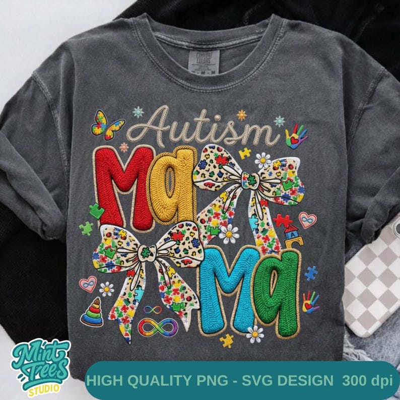 Autism Mama PNG | Autism Awareness Mom Sublimation Design | Puzzle ...