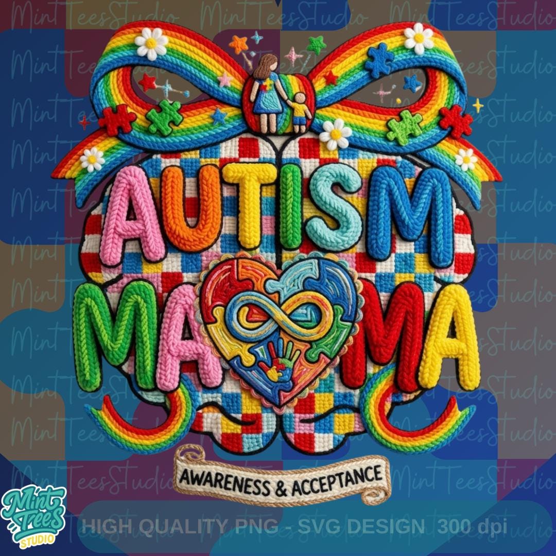 Autism Mama PNG | Autism Awareness Mom Design | Puzzle Heart ...