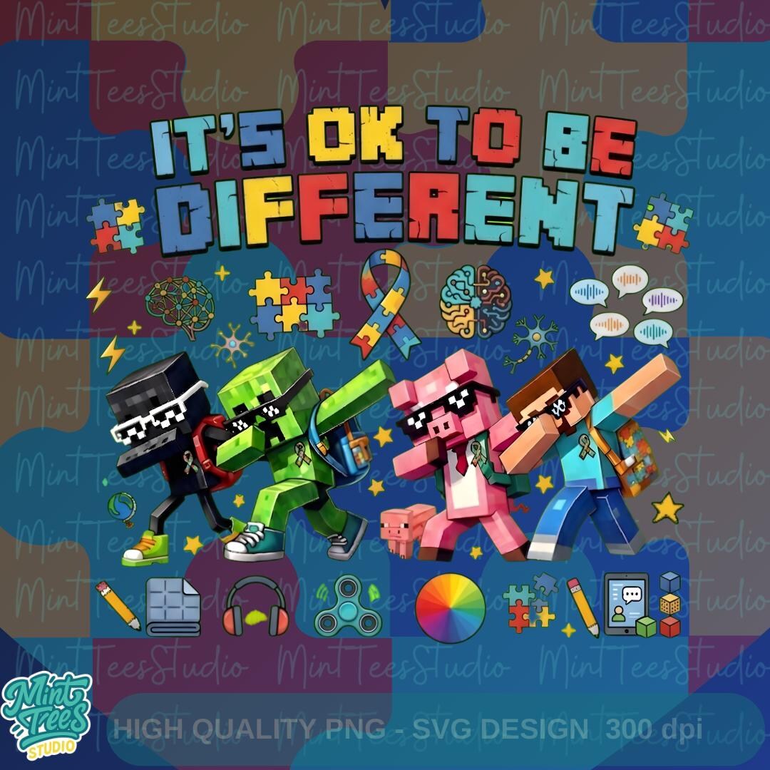 Autism Gamer PNG | It’s OK to Be Different Autism Awareness PNG | Pixel ...