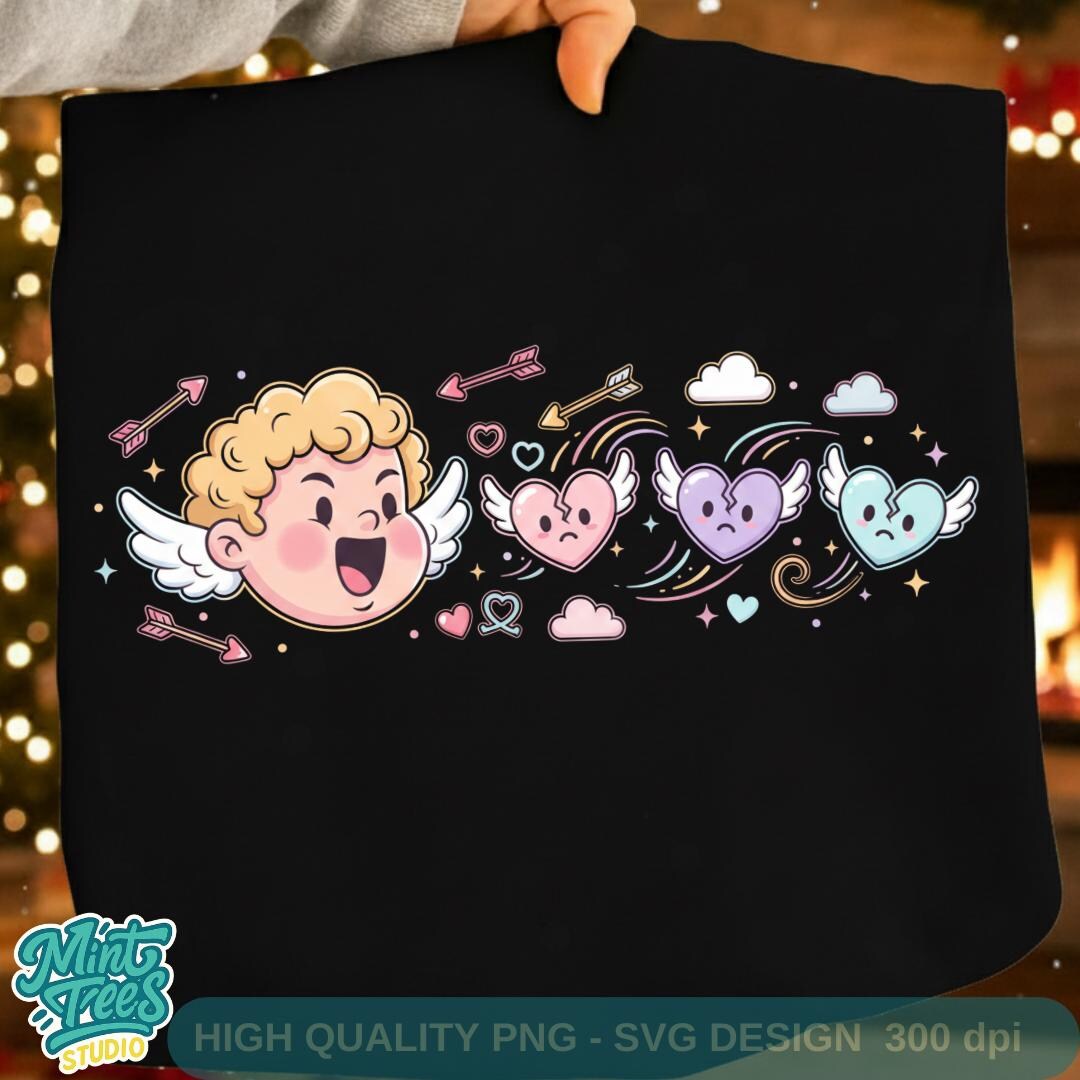 Cute Cupid Hearts PNG | Valentine Cupid Gift | Editable Valentine Gift ...