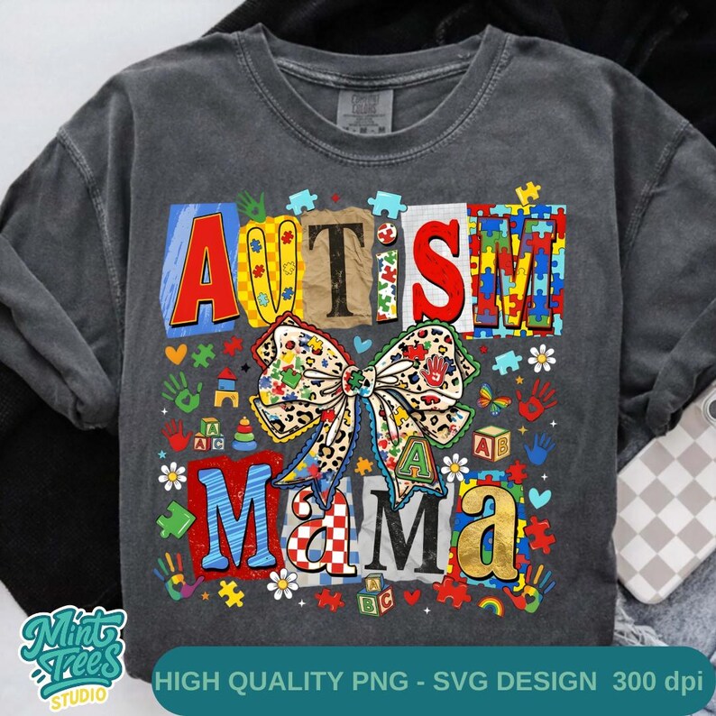 Autism Mama PNG | Autism Awareness Mom Sublimation Design | Puzzle ...