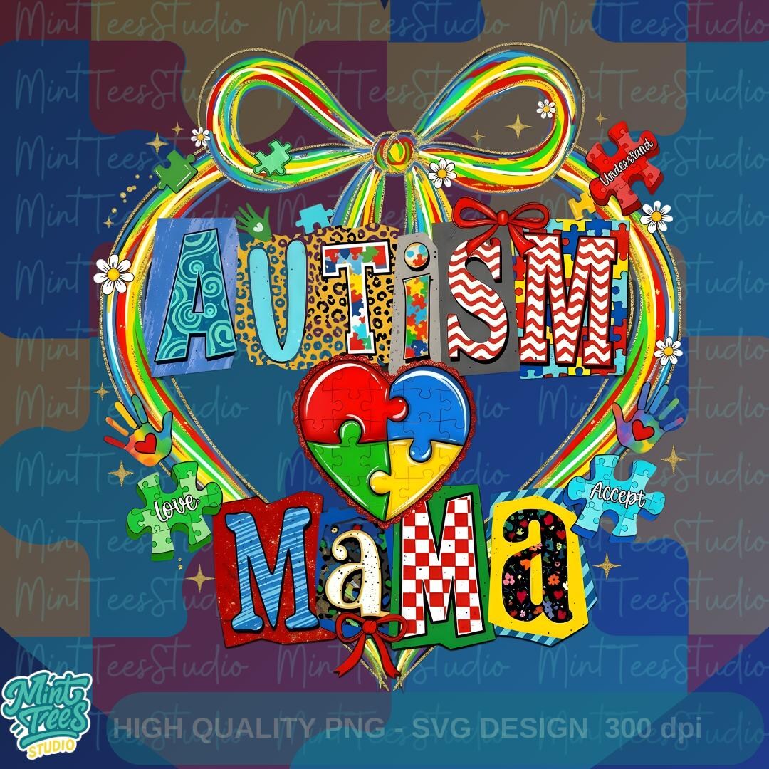 Autism Mama PNG | Autism Awareness Mom Sublimation Design | Puzzle ...