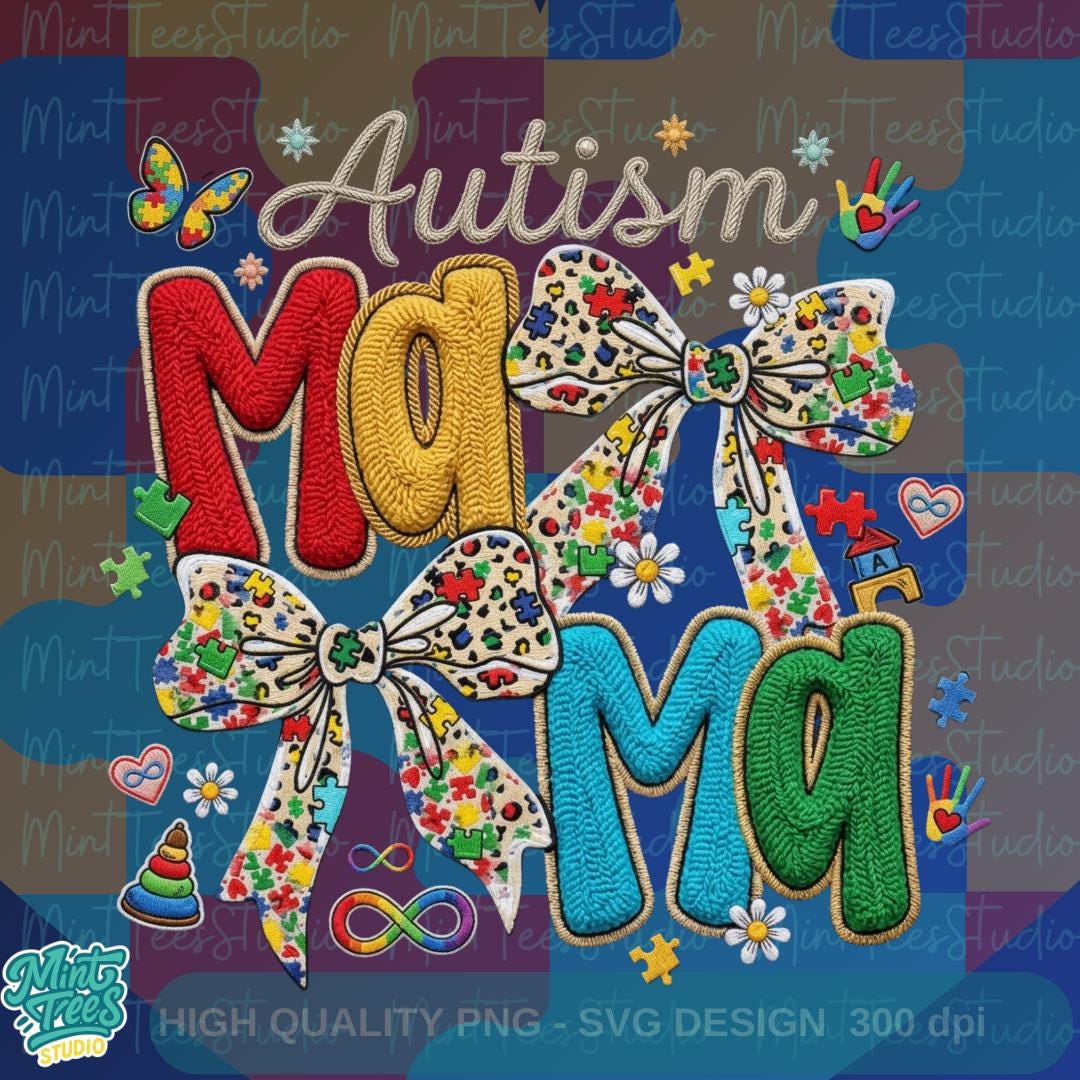 Autism Mama PNG | Autism Awareness Mom Sublimation Design | Puzzle ...