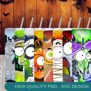 Funny Halloween Tumbler PNG Bundle: Cartoon Witch Designs (Digital Download)
