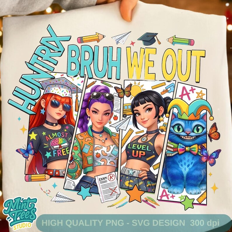 Huntrix Graduation Cap Last Day of School PNG | Kpop Girl Group Sublimation | Funny School ...