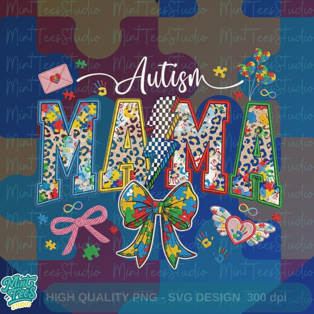 Autism Mama PNG | Autism Awareness Mom Sublimation Design | Puzzle ...