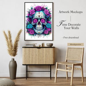 Skull Digital Print, Gothic Art Print, Skeleton Wall Art, Halloween Decor, Dark Aesthetic, Printable Art, Home Wall Decor