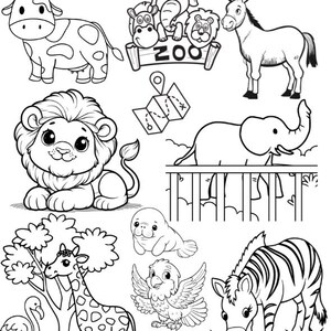 Fun Zoo Coloring| Printable 2 Sheets