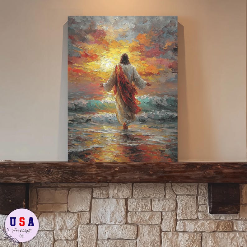 Jesus Walking on Water – Christian Sunset Canvas & Poster Art - Etsy