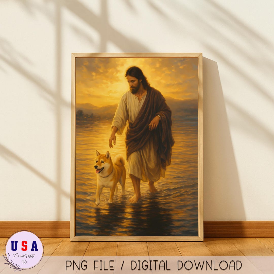 Jesus Walking Shiba Inu Art | Christian Religious PNG (digital Download ...