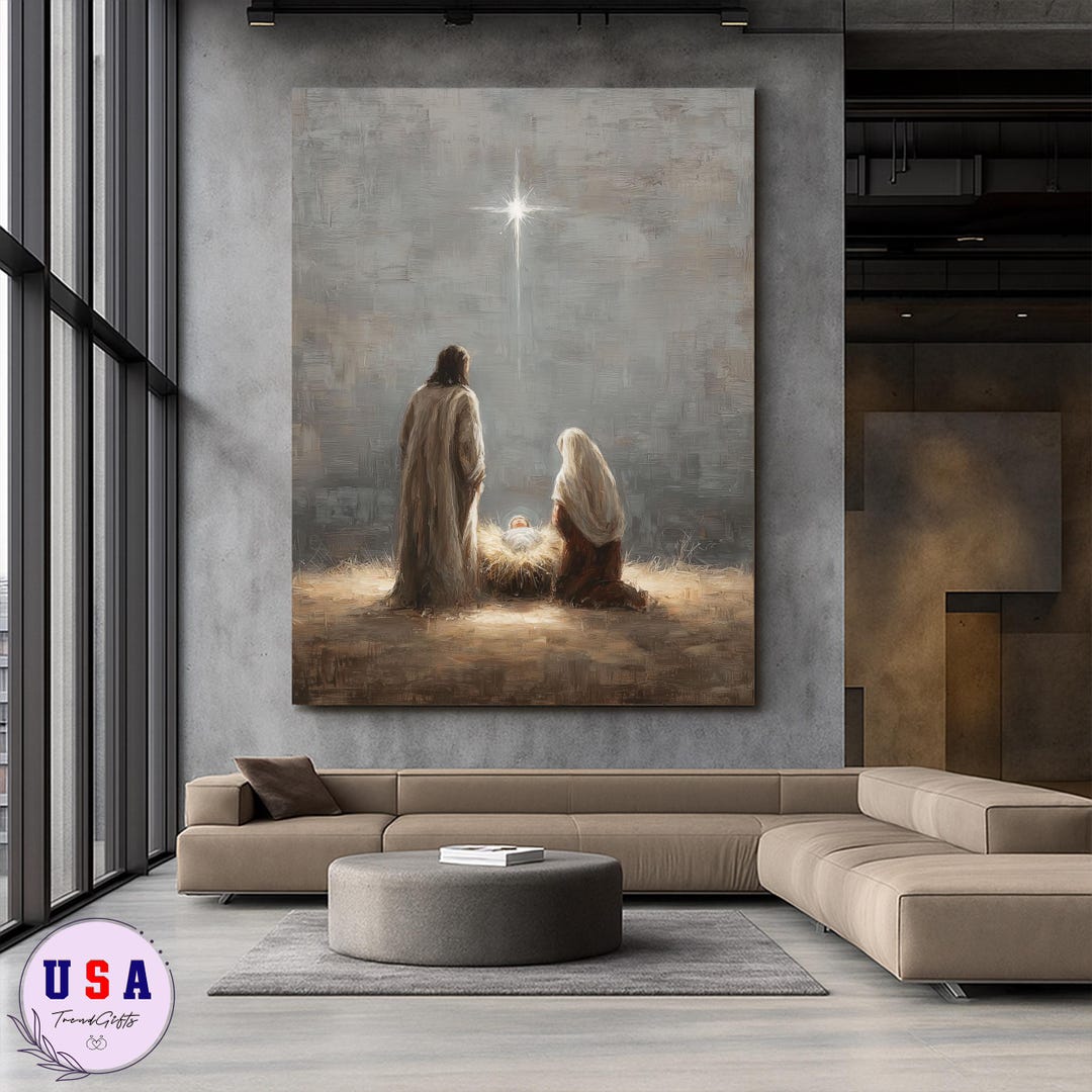 Holy Family Christmas Canvas & Poster, Nativity Scene Wall Art - Etsy