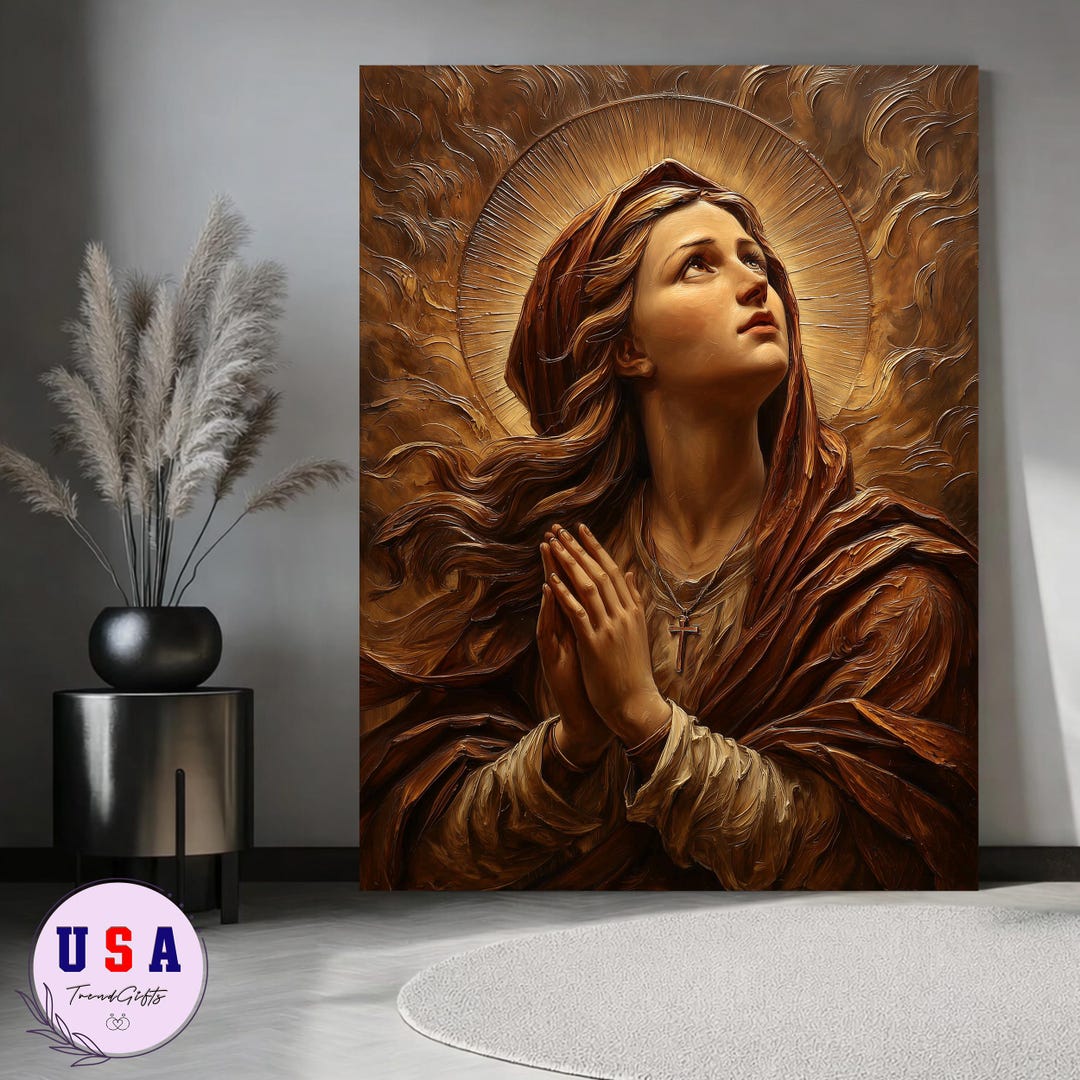 Virgin Mary Prayer Wall Art | Catholic Blessed Mother Canvas ...