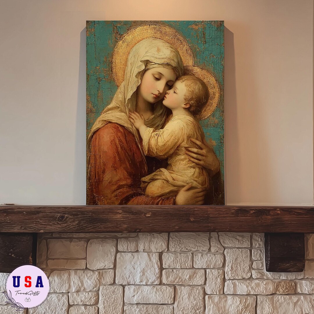 Virgin Mary & Baby Jesus Canvas and Poster - Madonna and Child Decor - Etsy