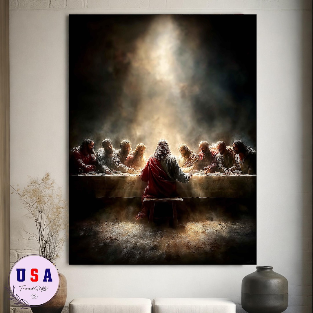 Last Supper Canvas Wall Art, Jesus Disciples Back View Painting ...