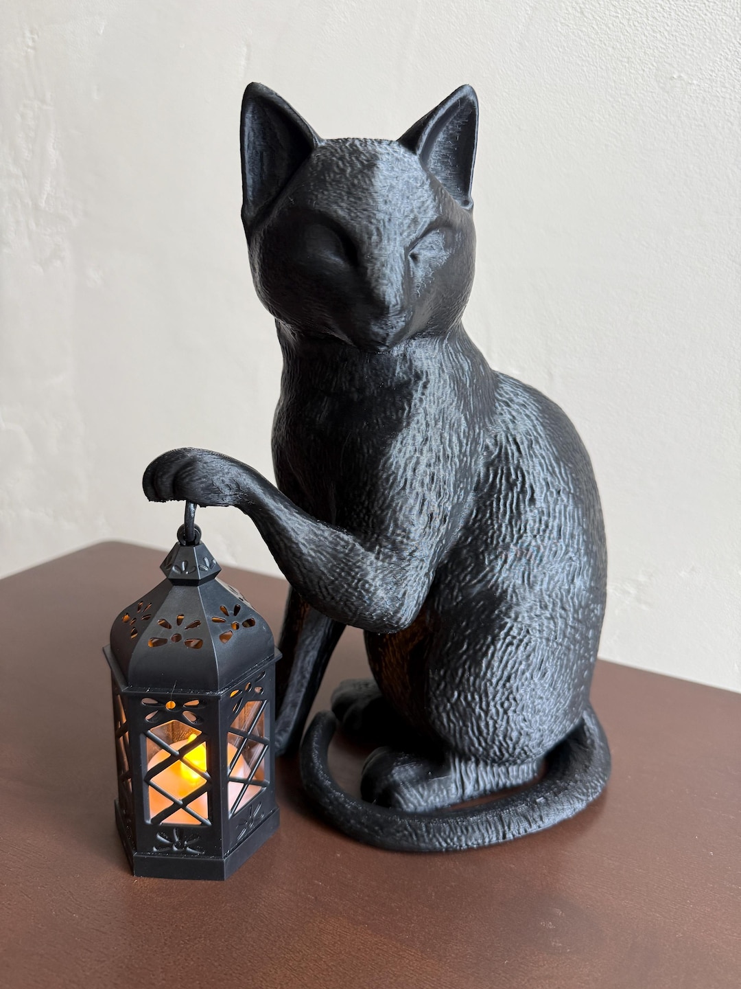 Black Cat Lantern Statue With LED Light Home Decor - Etsy