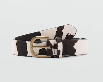 Cintura in pelle di vacchetta con pelo: stile western fatto a mano