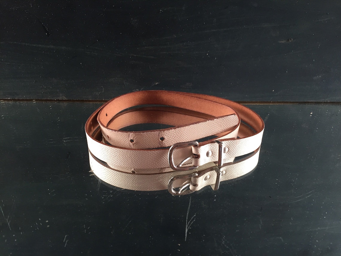 Leather Cream Belt Vintage size 16 womens fashion Etsy