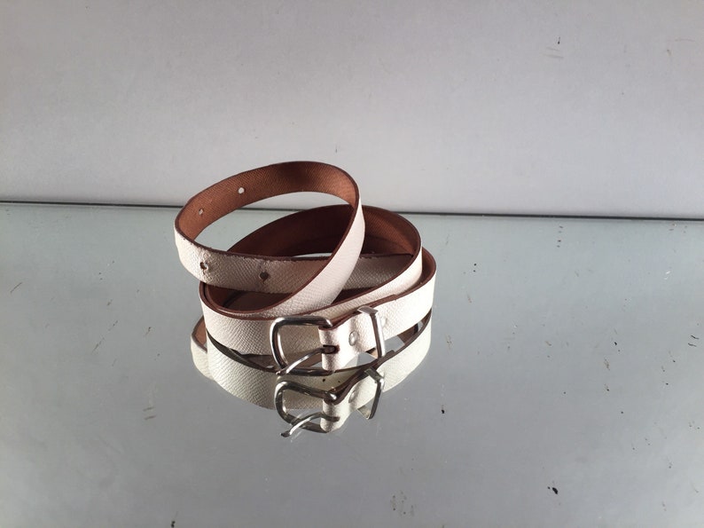 Leather Cream Belt Vintage size 16 womens fashion Etsy