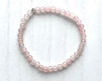 Rose Quartz Gemstones . Dainty Stretch Bracelet . Delicate Stacking Jewelry
