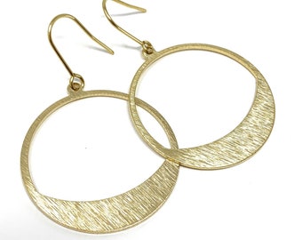 Brushed Brass Hoops . Earrings . Worn on Amber Brown and Christmas at the Greenbrier
