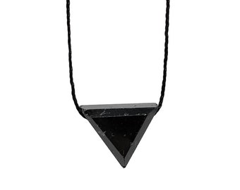 Black Onyx Faceted Triangle . Cord . Necklace . Gemstone Choker