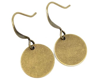 Small Antique Brass Circles . Earrings