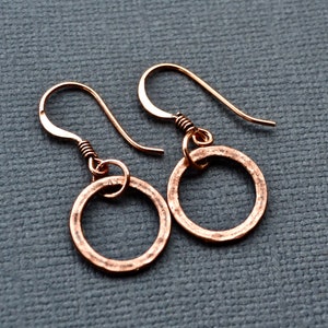 Copper Hoop Earrings . Hammered or Smooth