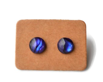 Purple Paua Shells . Abalone . Studs . Earrings