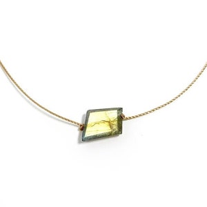 Labradorite Freeform Gemstone . Cord . Necklace . Delicate Choker