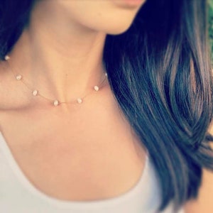 Small White Freshwater Pearls . Cord . Necklace . Choker . Spaced Out