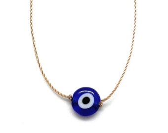 Evil Eye Amulet Glass . Cord . Necklace . Choker