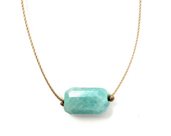 Amazonite Freeform Gemstone . Cord . Necklace