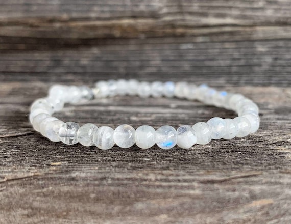 Rainbow Moonstone Gemstones . Dainty Stretch Bracelet . Delicate Stacking Jewelry