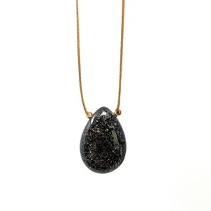 Black Sunstone Teardrop . Cord . Necklace . Choker