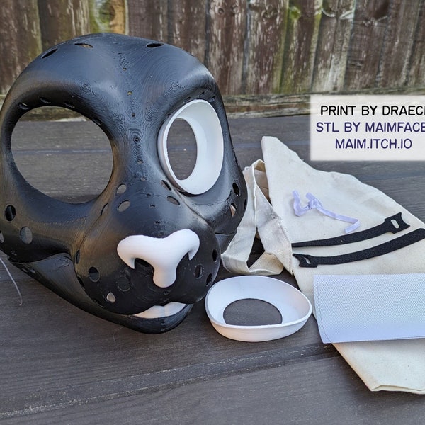 Domestic Feline - 3D Printed Fursuit Cat Head Blank Complete Kit - Moving Jaw, Eyes, Teeth, Nose