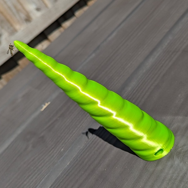 UNICORN ALICORN Horn - "Acid Green” Silk 3D Printed Cosplay Fursuit Part - 5.5 inch