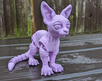 Flexi Sphynx Cat Hairless Kitty Articulé 10 pouces - Vendeur britannique sous licence