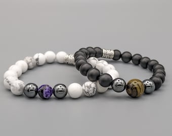 Beaded Stone Bracelet: Gojo Satoru & Geto Suguru Cursed Technique inspired Pair - Jujutsu Kaisen Fan Work