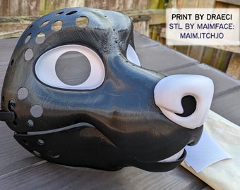 Wolf Toony Canine - 3D Printed Fursuit Dog Head Blank Complete Kit - Moving Jaw, Eyes, Teeth, Nose