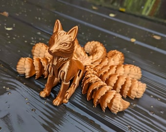 Articulated LARGE Kitsune Nine Tailed Fox Flexi Toy - 10 Inches - Licensed Seller