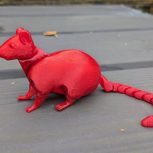 Articulated Rat Flexi Print Toy - Glittery Ruby Red - Licensed Seller