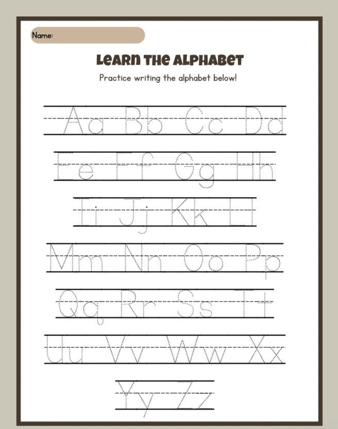 Abc Training Writing Printable Alphabet Writing Practice Sheet | Learn the Abcs Printable for Kids ...