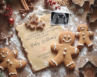 Cookies Christmas Pregnancy Announcement Neutral Baby Reveal Winter Pregnancy Reveal Editable Template